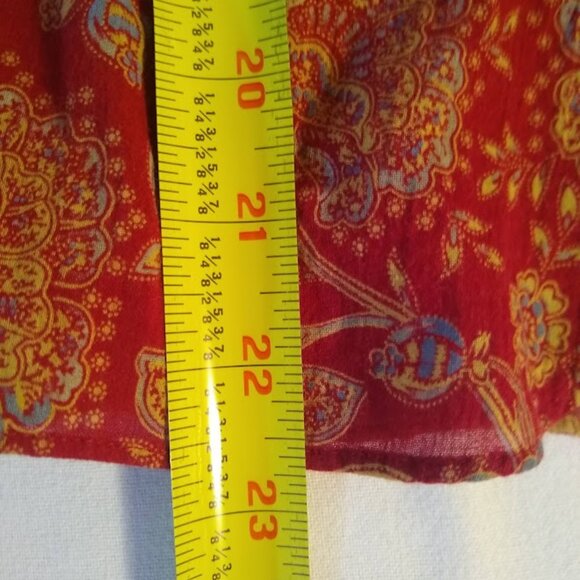 Chaps NO tags - ladies size M/L   tags removed  long sleeve blouse red/gold/blue - Picture 11 of 16